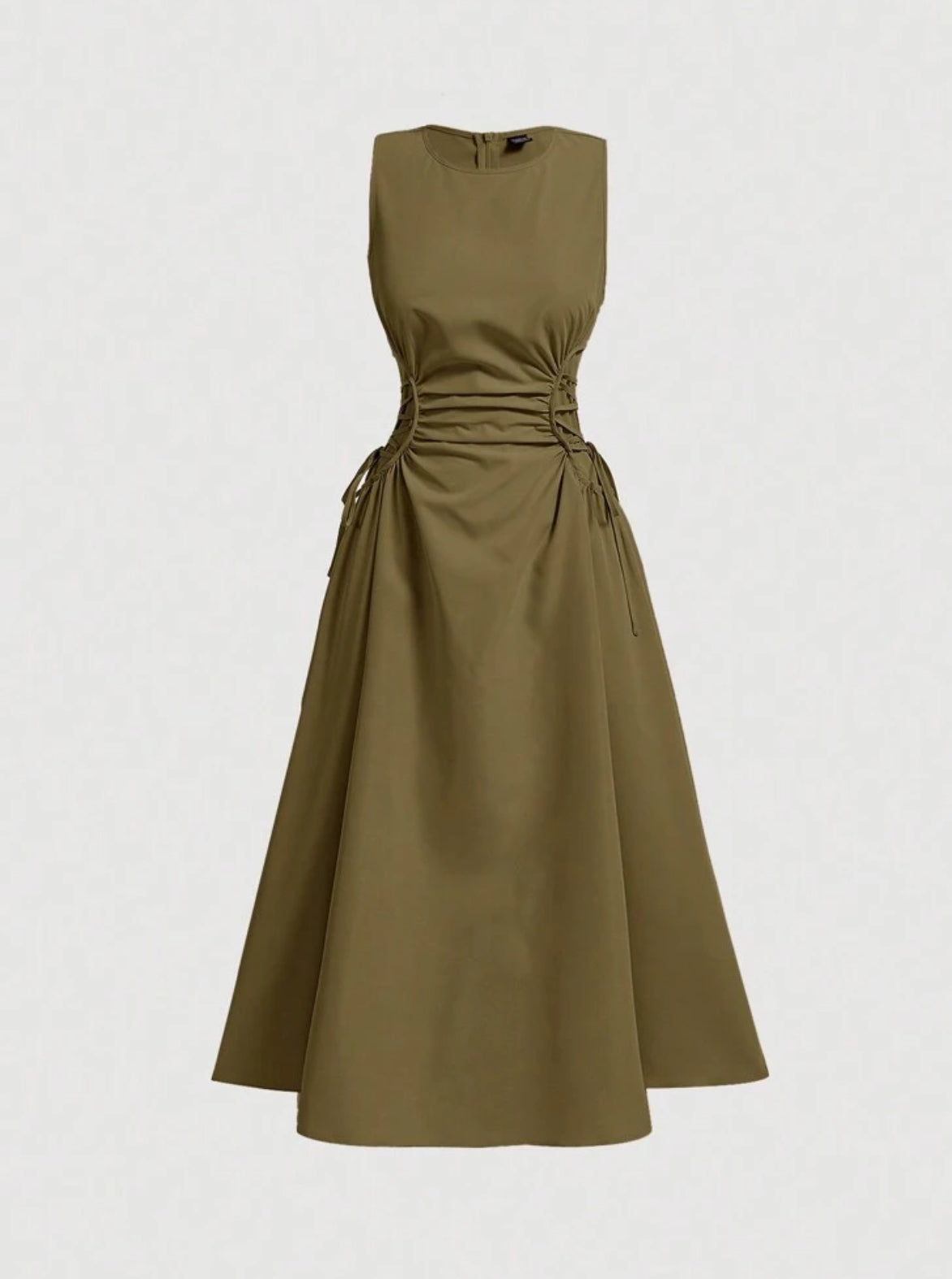 Khaki Side Tie Maxi Dress
