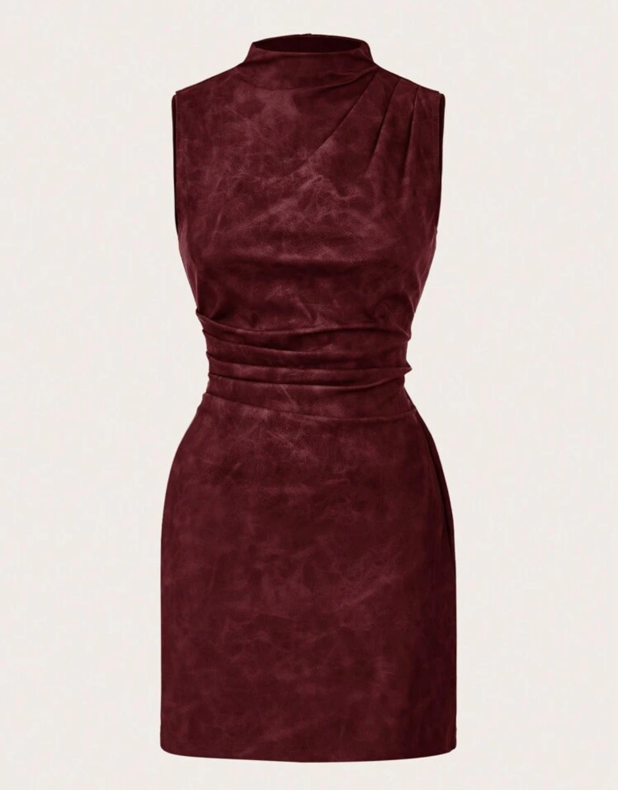 Burgundy PU Mini Dress