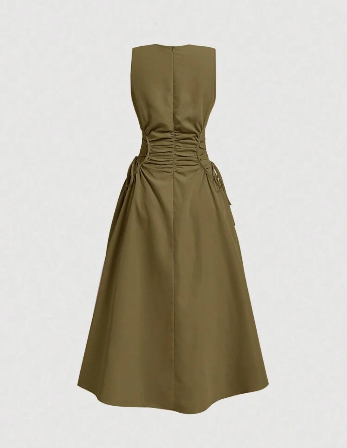 Khaki Side Tie Maxi Dress