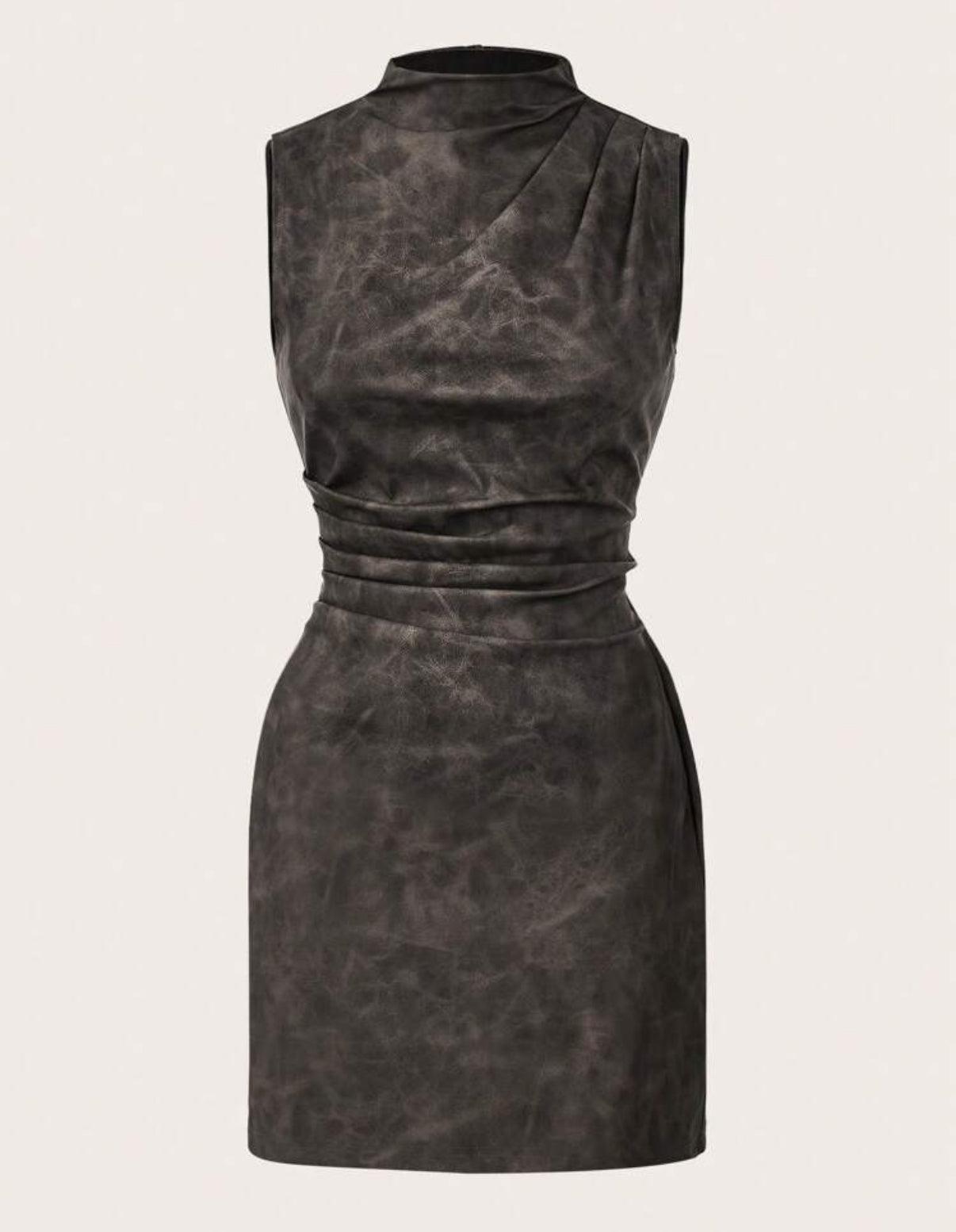 Grey PU Mini Dress