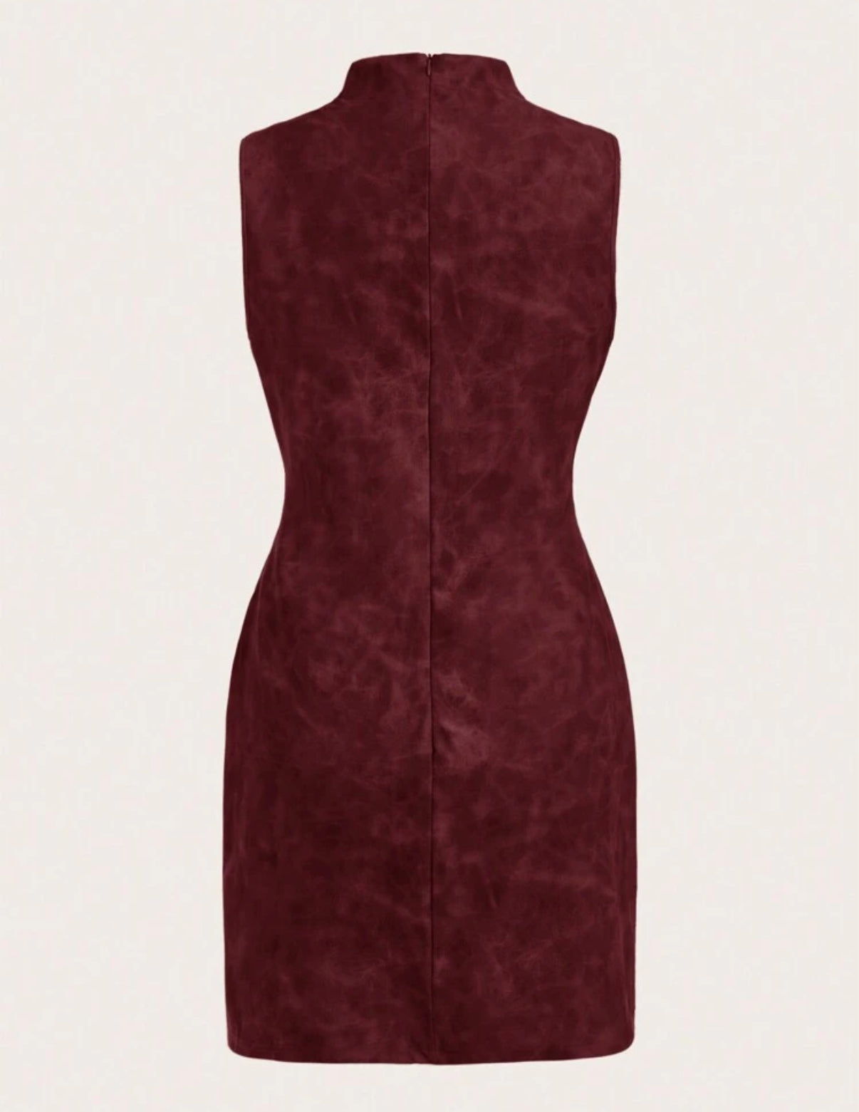 Burgundy PU Mini Dress