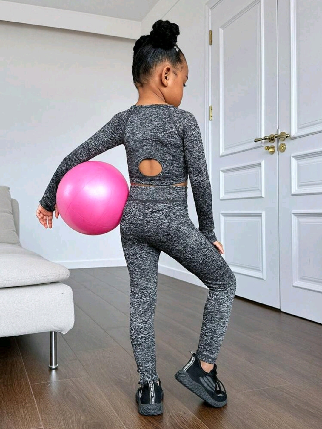 Gym Bunny Kids Grey Long Sleeve Gym Set