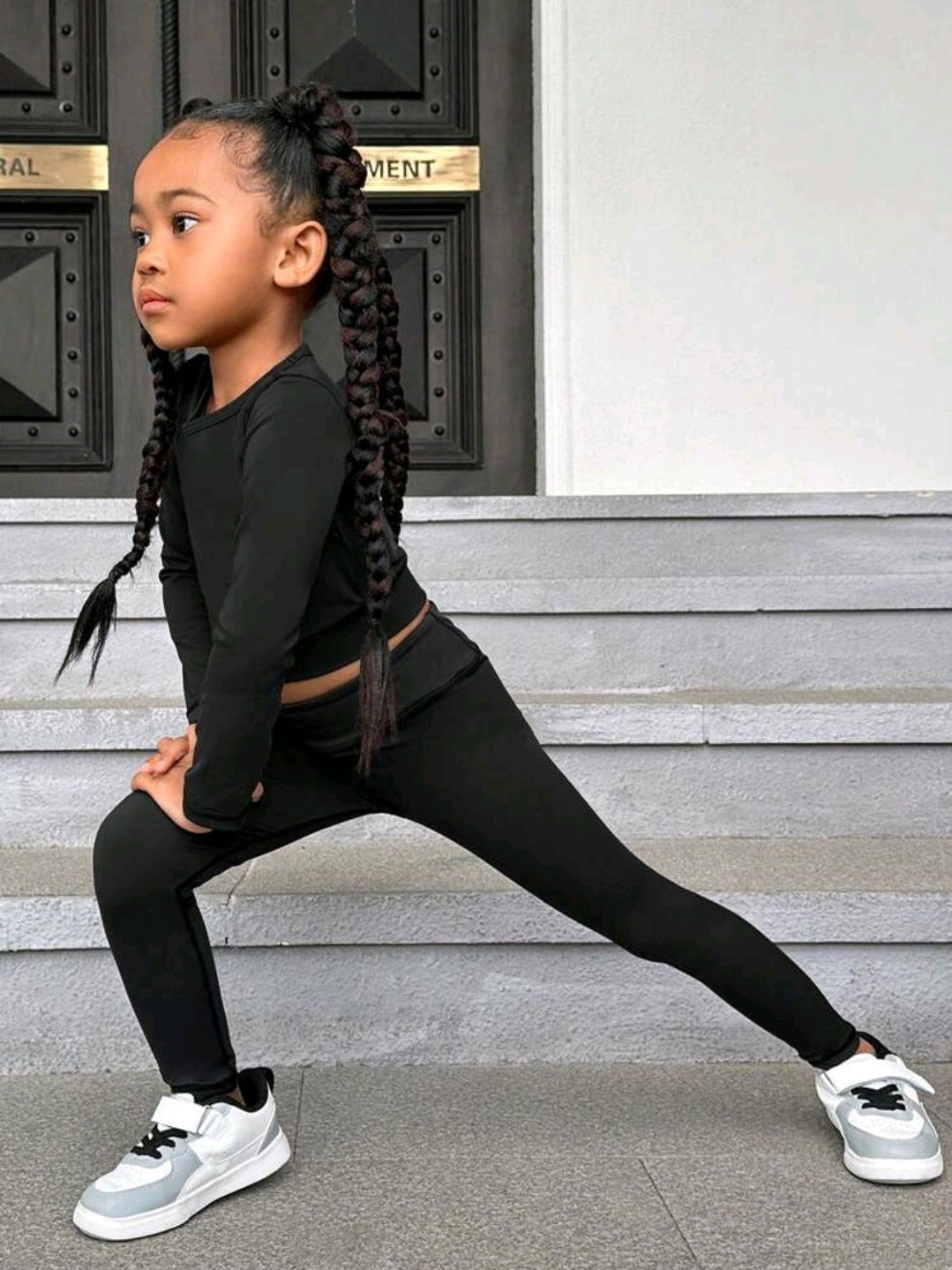 Gym Bunny Kids Black Long Sleeve Gym Set