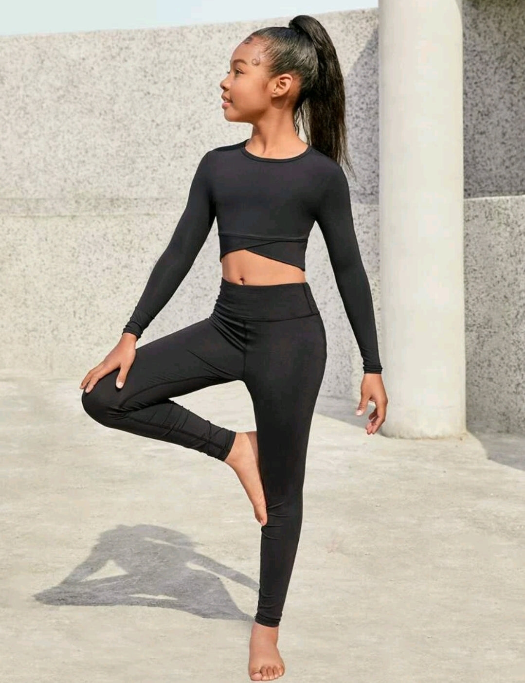 Gym Bunny Girls Black Long Sleeve Gym Set