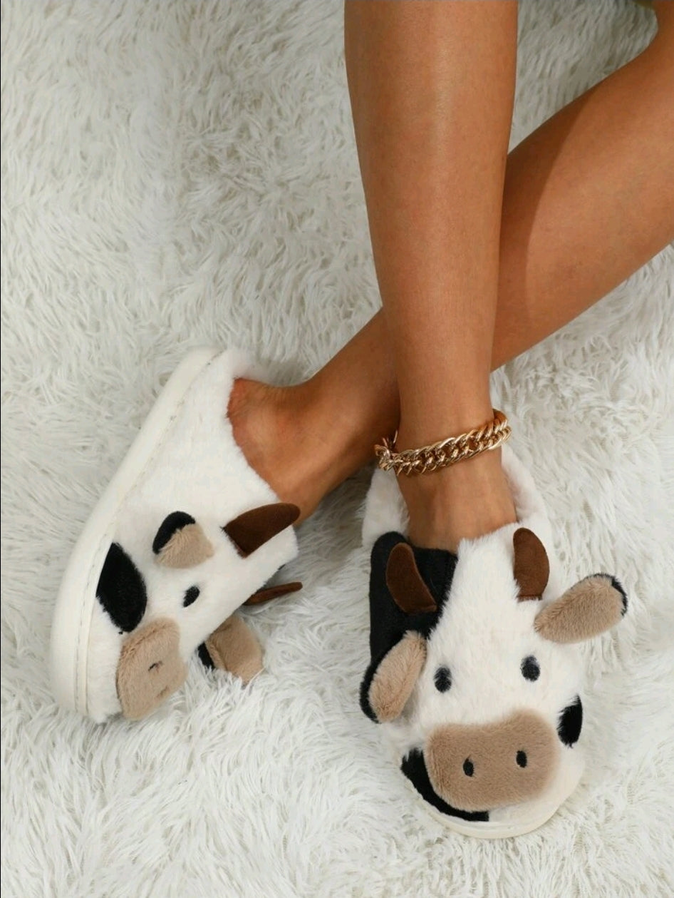 Fluffy Cow Slippers