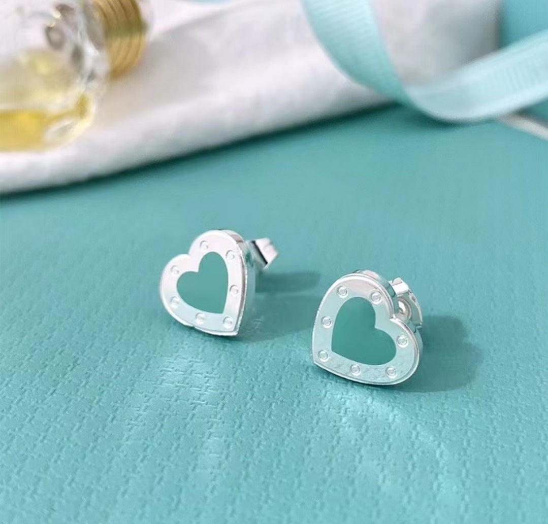 Mint Green Heart Earrings