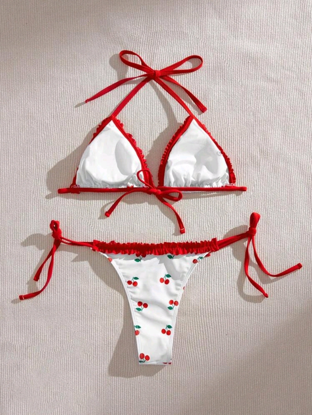 Red Cherry Frill Bikini Set