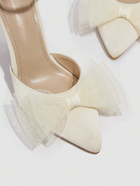 Beige 'Bow-Tastic' Bridal Heels