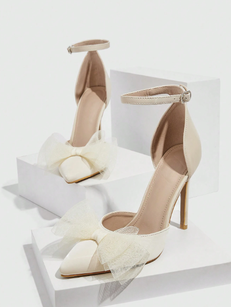 Beige 'Bow-Tastic' Bridal Heels