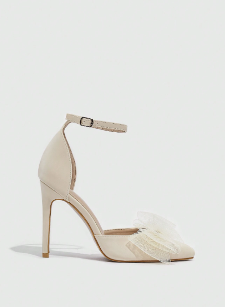 Beige 'Bow-Tastic' Bridal Heels