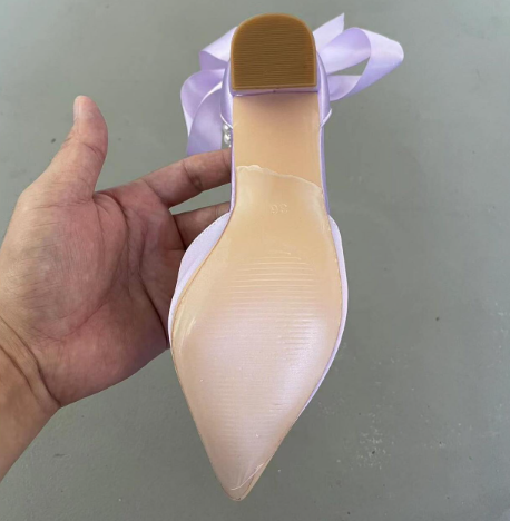 White 'Cherish' Double Pearl Strap Chunky Heel Satin Bridal Shoes