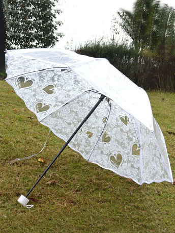 White Heart Bridal Umbrella