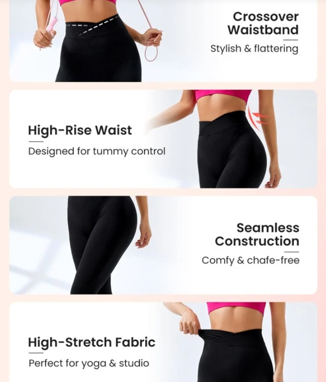 Gym Bunny Black Cross Over Tummy Control Yoga Flared Leggings