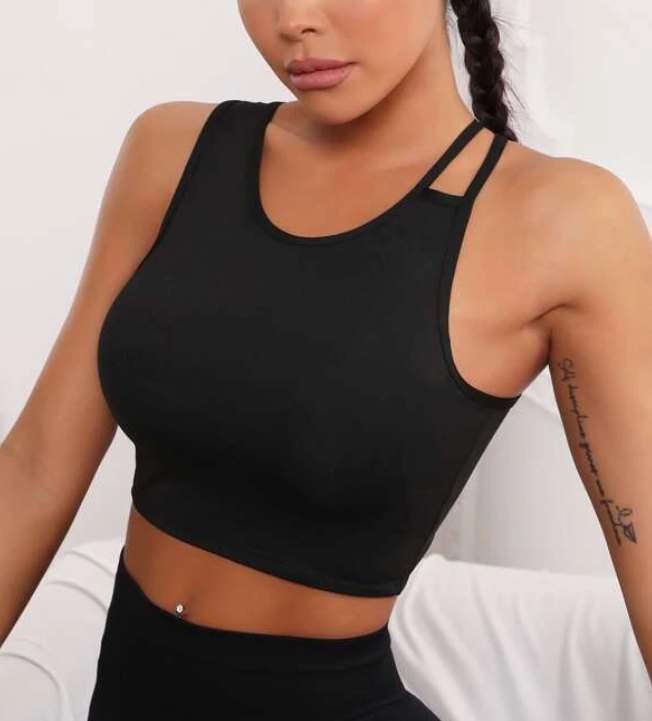 Gym Bunny Black Cross Yoga Gym Top