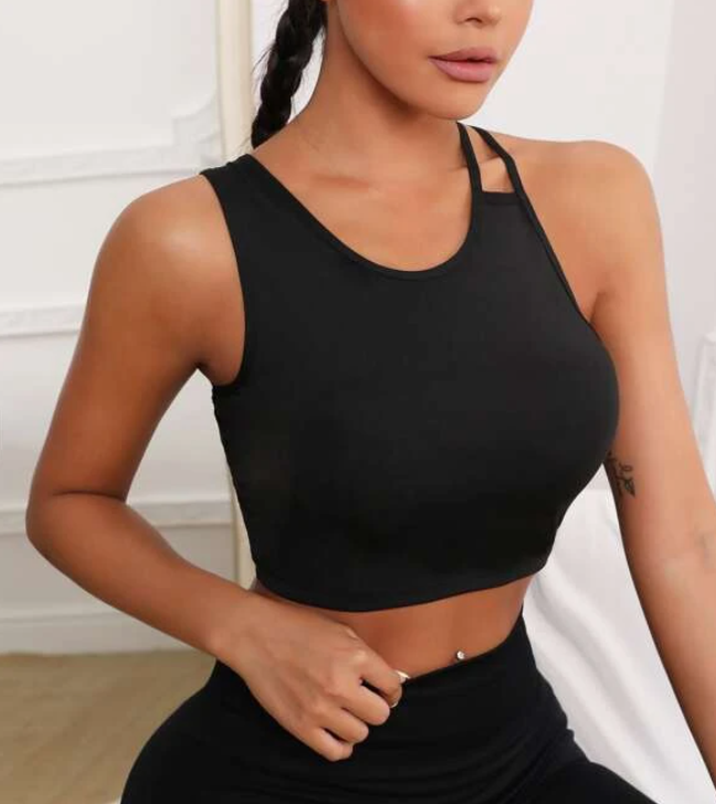 Gym Bunny Black Cross Yoga Gym Top