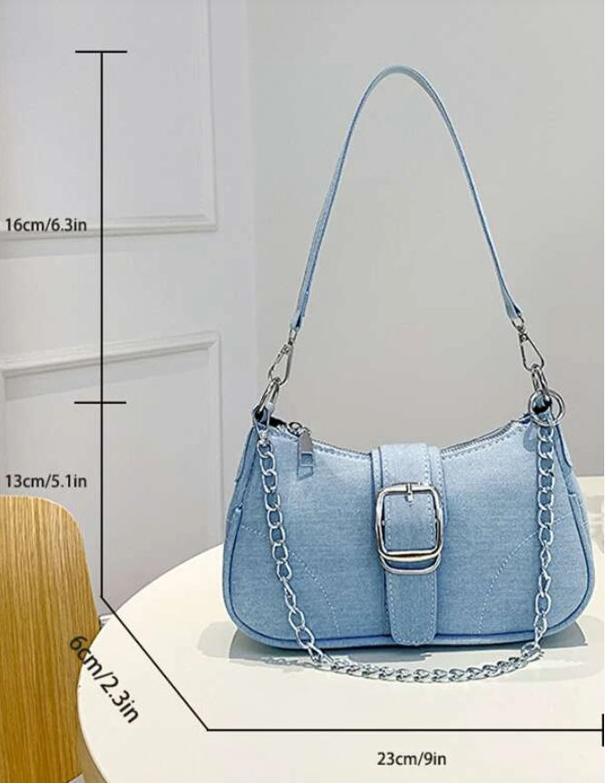 Light Denim Baguette Bag