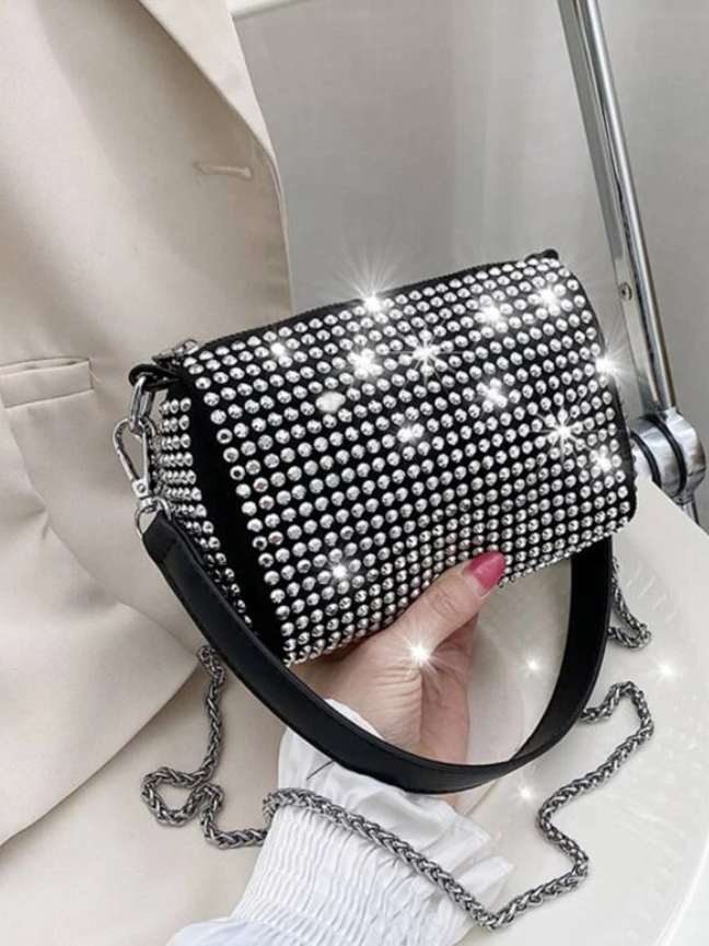 Crystal Bling Mini Bowler Handbag