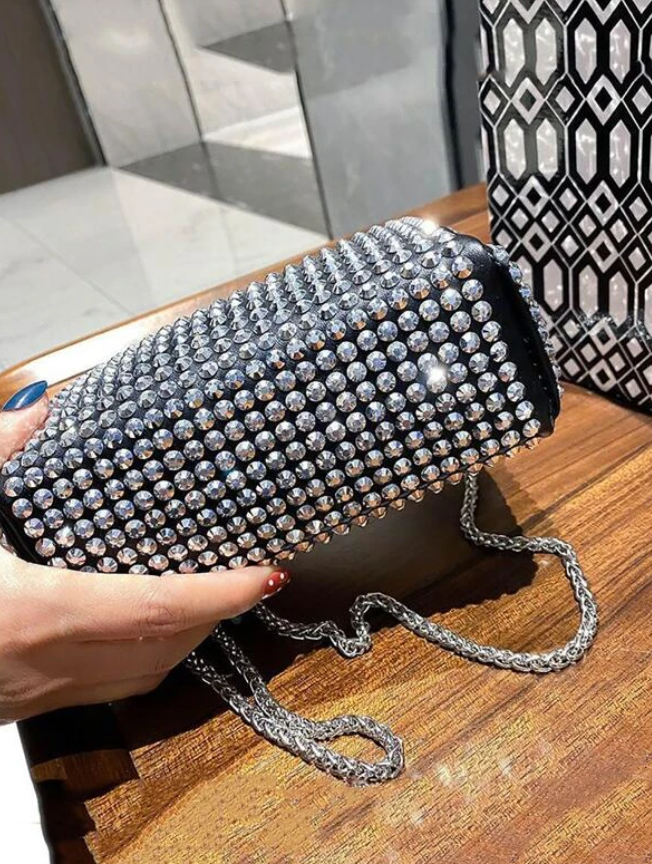 Crystal Bling Mini Bowler Handbag