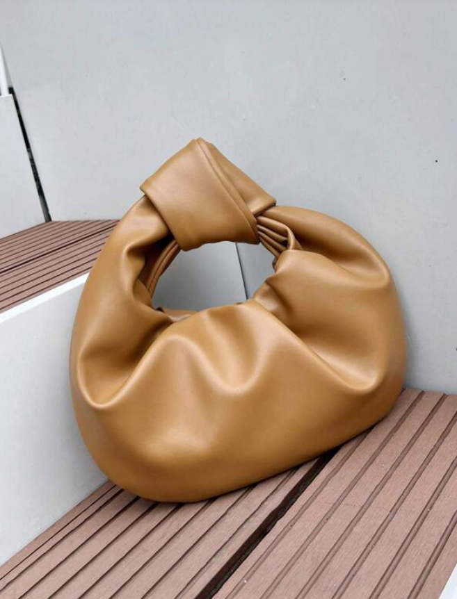 Tan Knotted Hobo Handbag