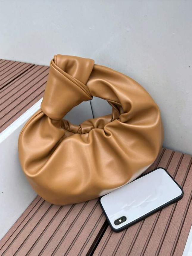 Tan Knotted Hobo Handbag