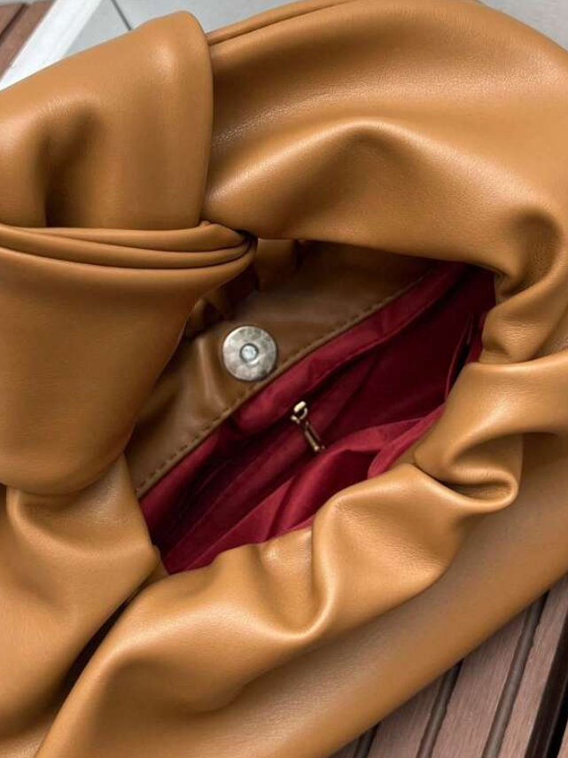 Tan Knotted Hobo Handbag
