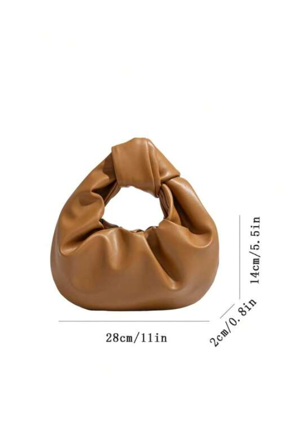 Tan Knotted Hobo Handbag
