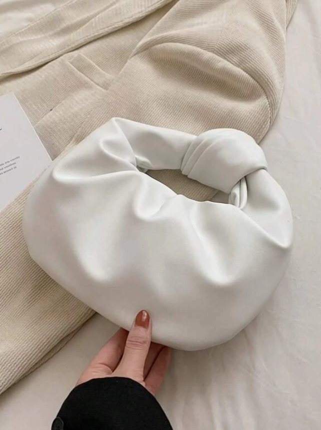 White Knotted Hobo Handbag