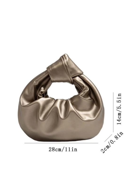 Bronze Metallic Knotted Hobo Handbag