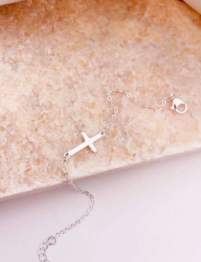 Silver Cross Chain Bracelet