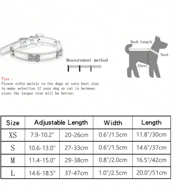 Blue Crystal Bone Pet Dog Collar