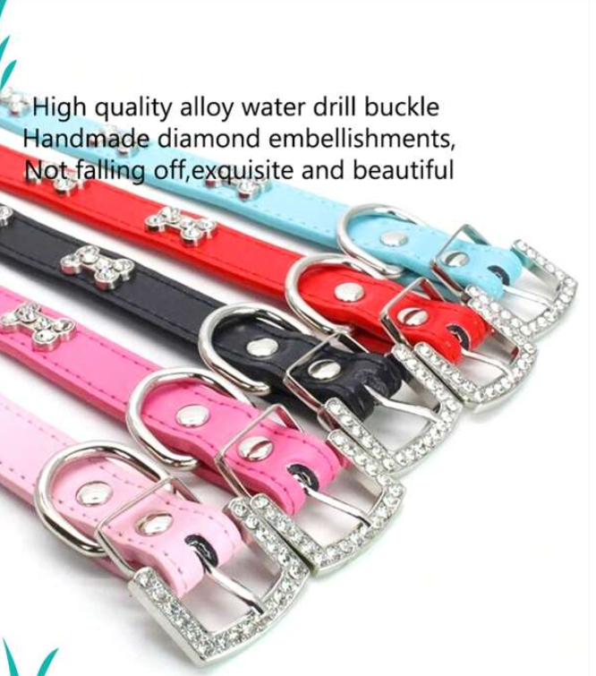 Blue Crystal Bone Pet Dog Collar