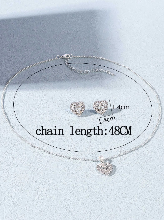 Crystal Heart 2 Piece Necklace & Earring Set