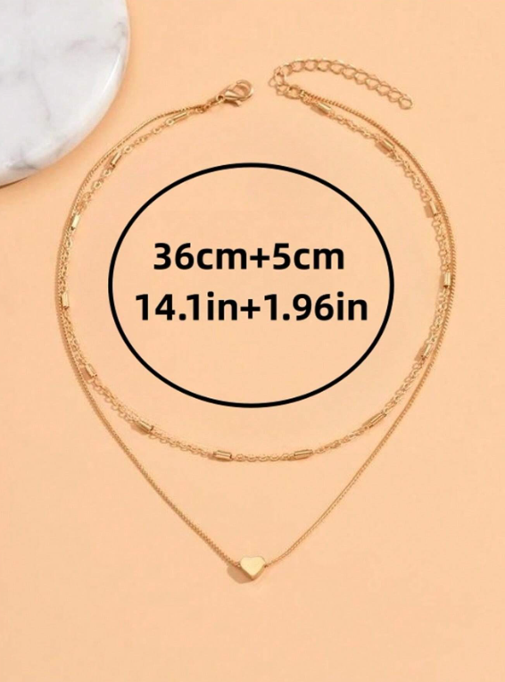 Gold Heart Double Chain Necklace