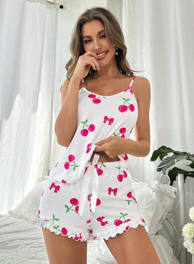 Cherry Bow Short Pyjama Set