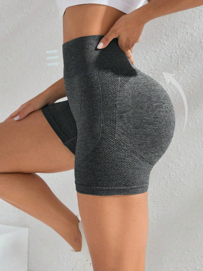 Grey Seamless High Waisted Gym Shorts