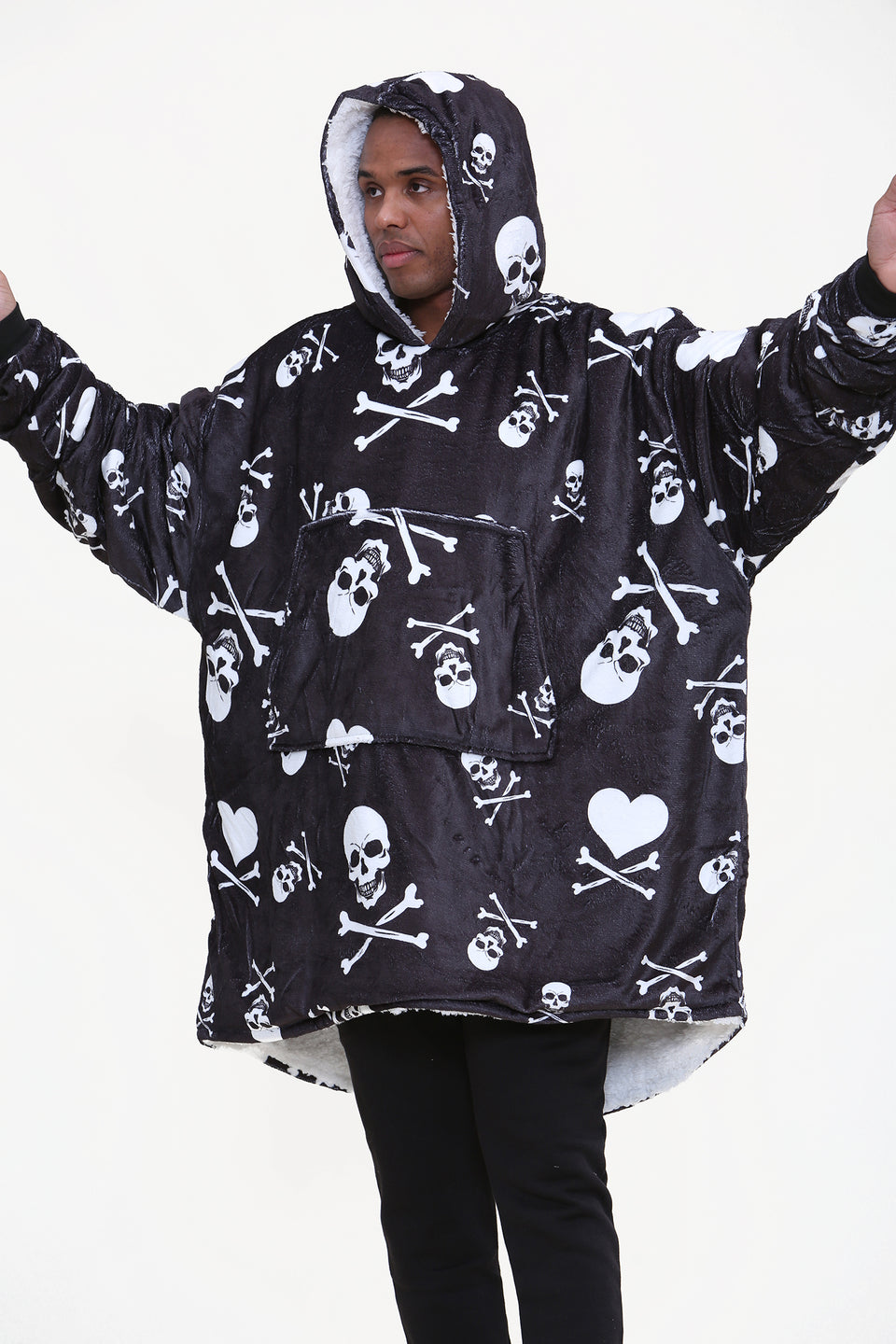 Skull Oodie Style Fleece Oversized Blanket Hoodie - Adults