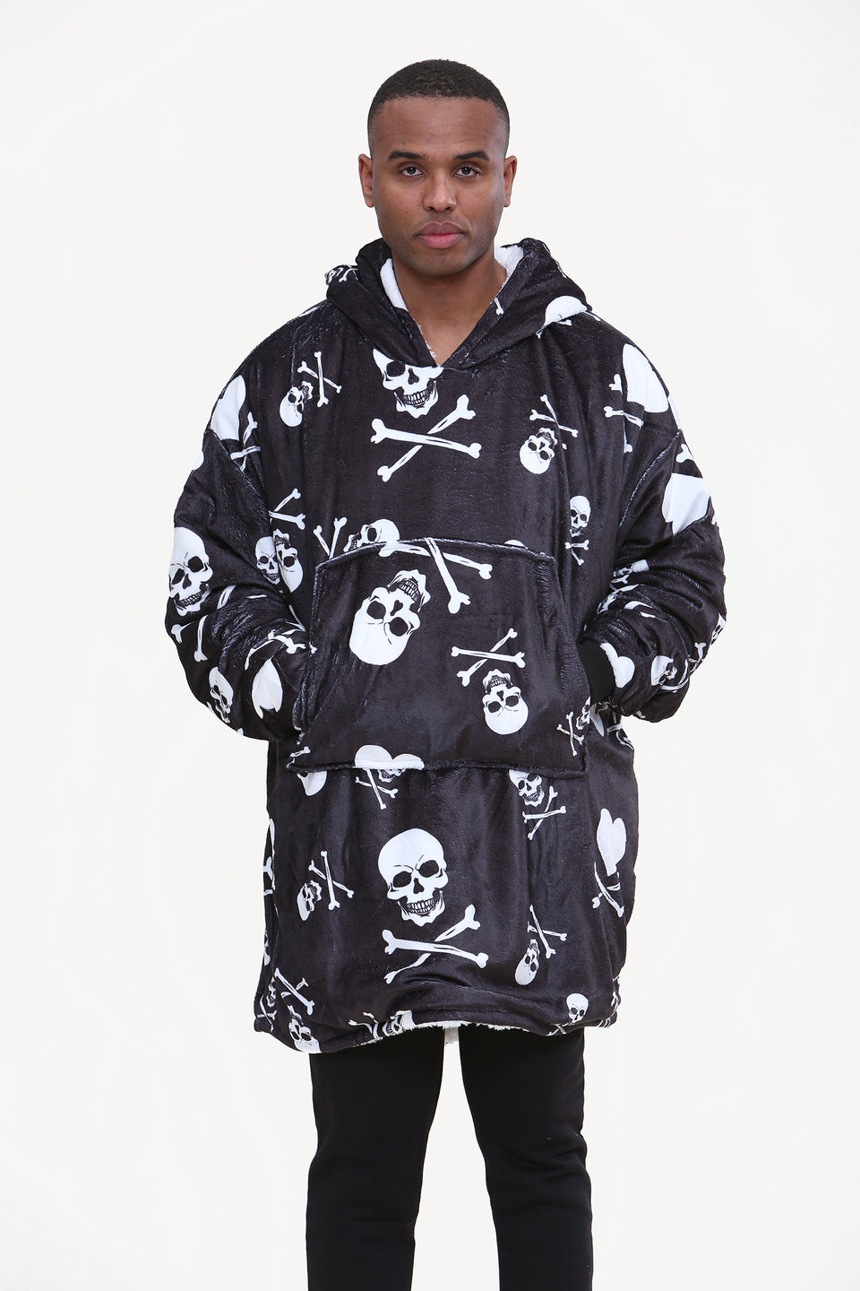 Skull Oodie Style Fleece Oversized Blanket Hoodie - Adults