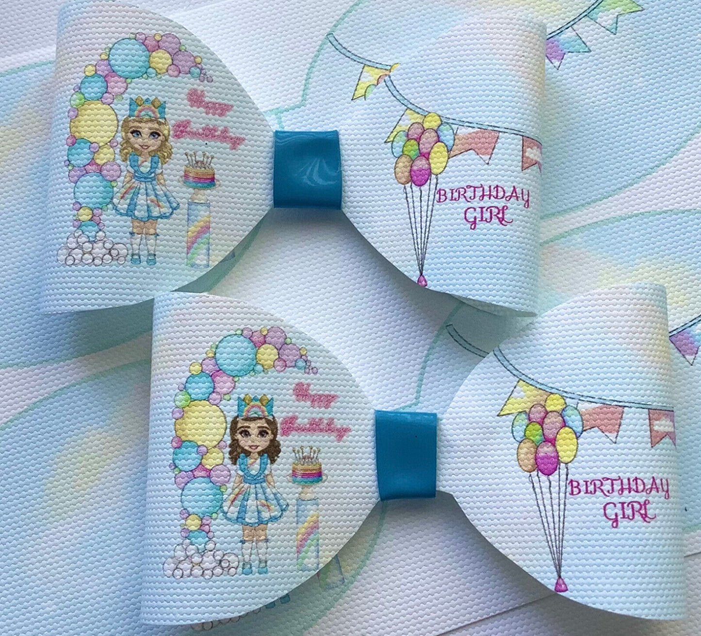 Childrens 'Birthday Girl' 4" Hair Bows 2pk