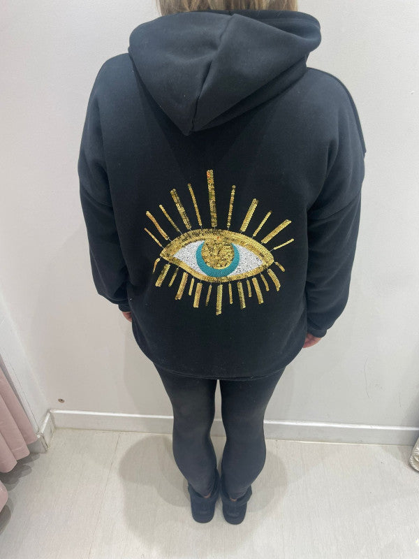 Black Sequin Eye Hoodie