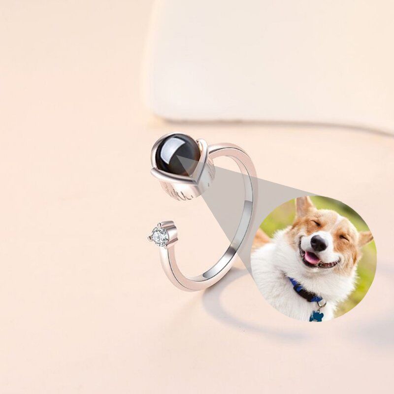 Personalised Photo Projection Heart of Rose Ring