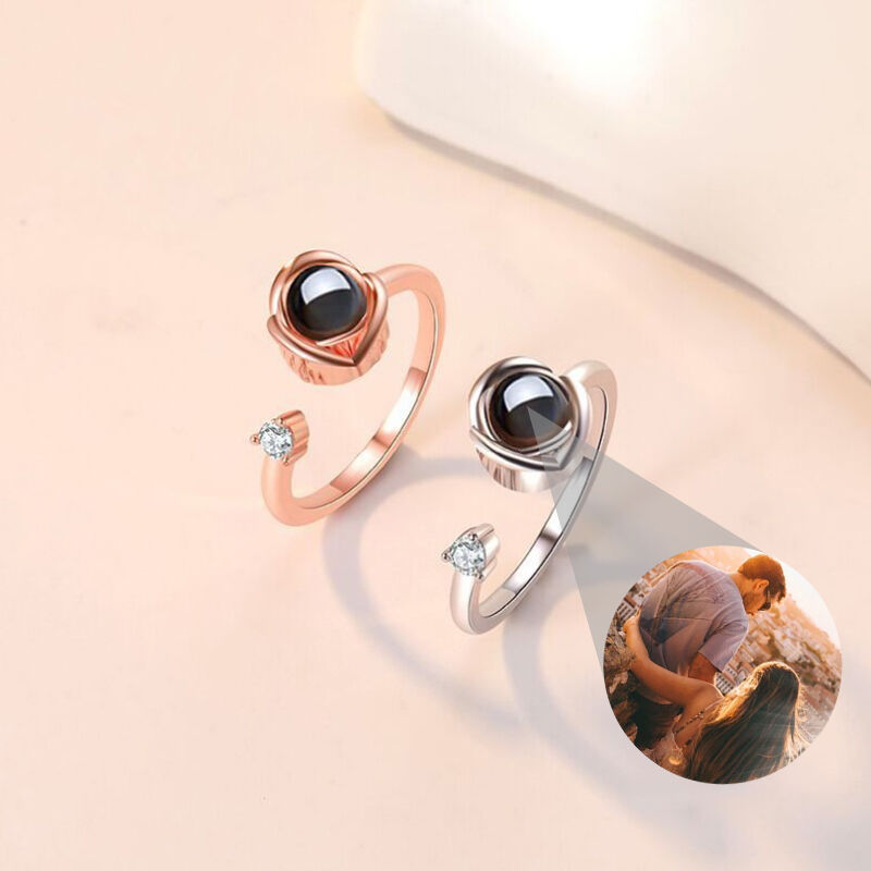 Personalised Photo Projection Heart of Rose Ring