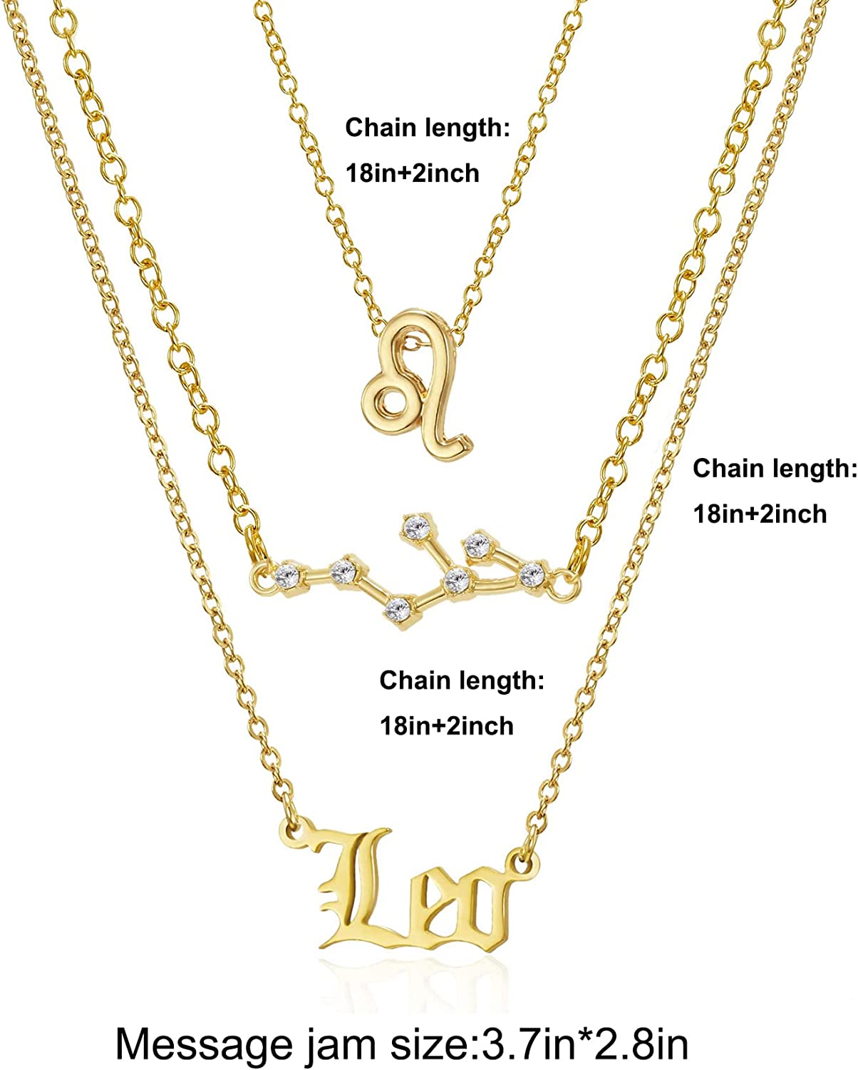 Gold 3 Piece Zodiac Sign Necklaces