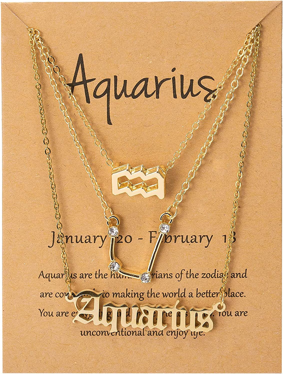 Gold 3 Piece Zodiac Sign Necklaces