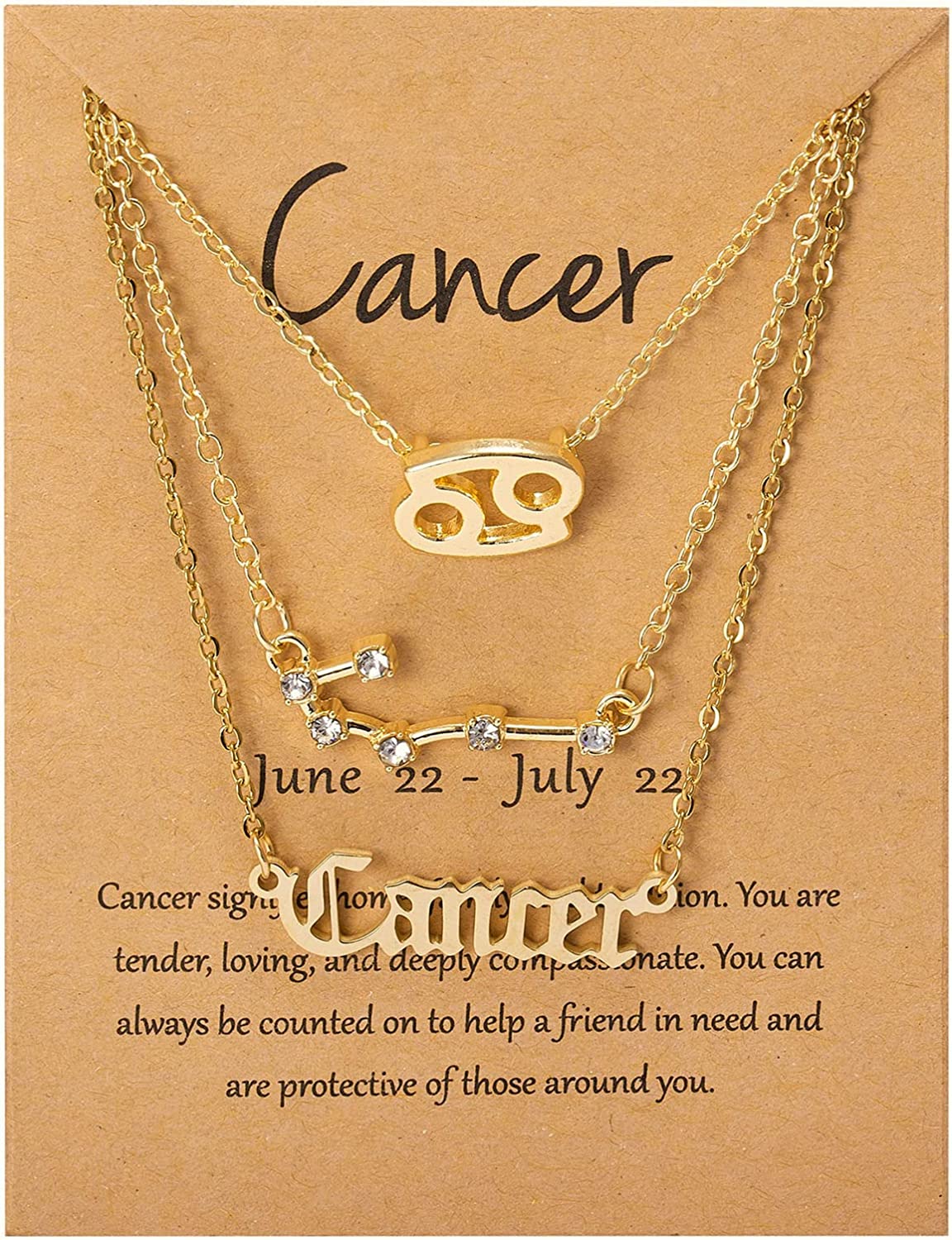 Gold 3 Piece Zodiac Sign Necklaces