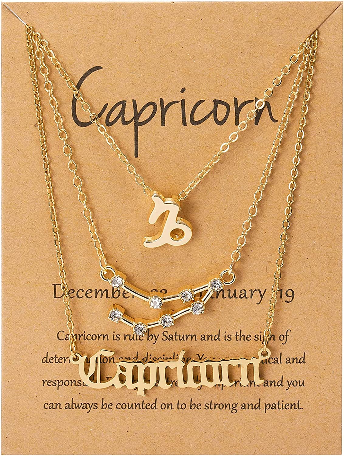 Gold 3 Piece Zodiac Sign Necklaces