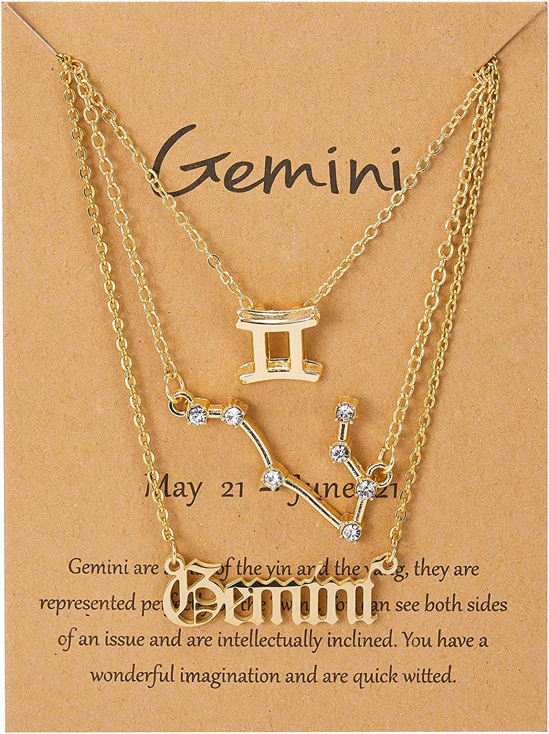 Gold 3 Piece Zodiac Sign Necklaces