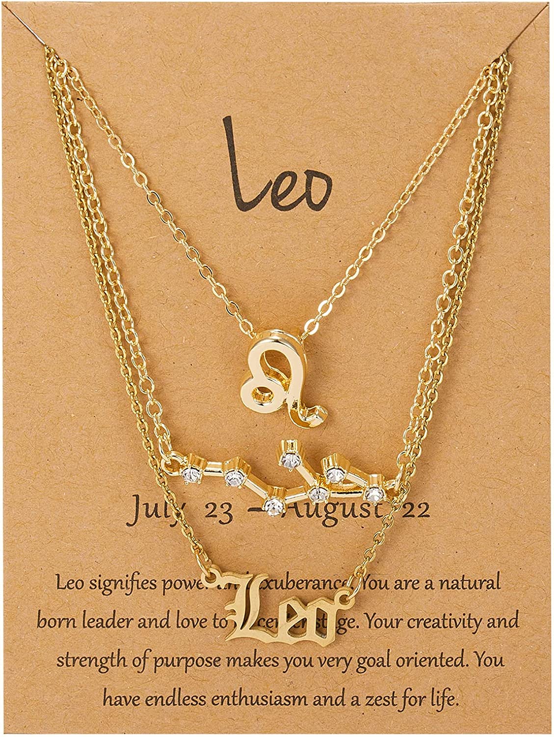 Gold 3 Piece Zodiac Sign Necklaces