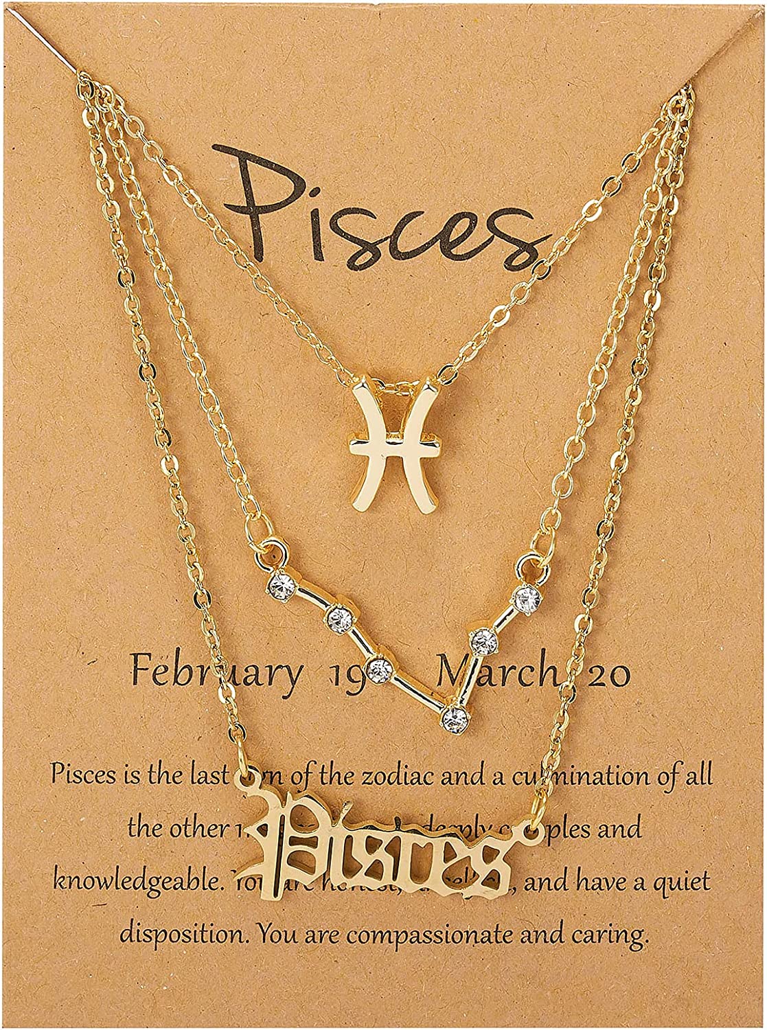 Gold 3 Piece Zodiac Sign Necklaces