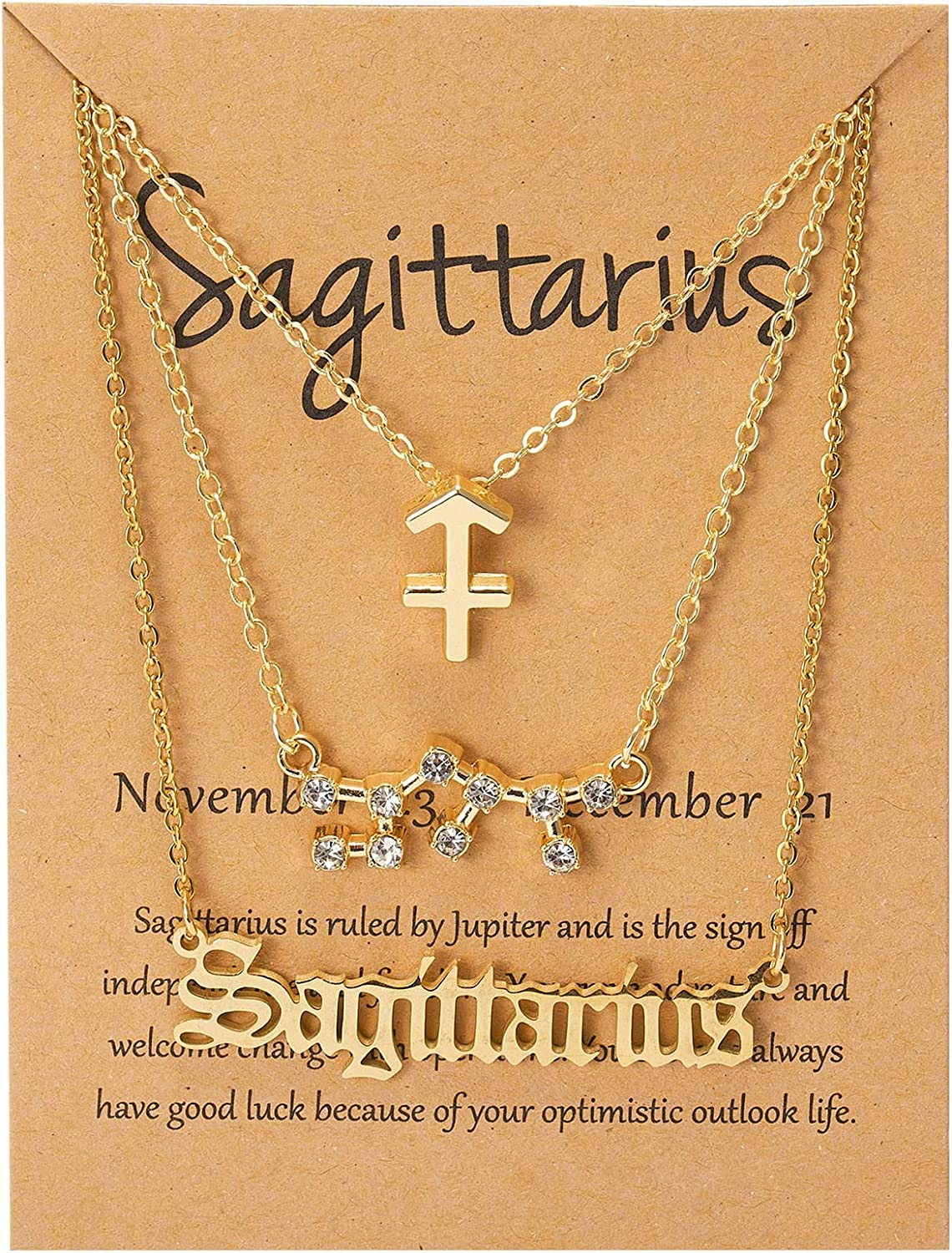 Gold 3 Piece Zodiac Sign Necklaces