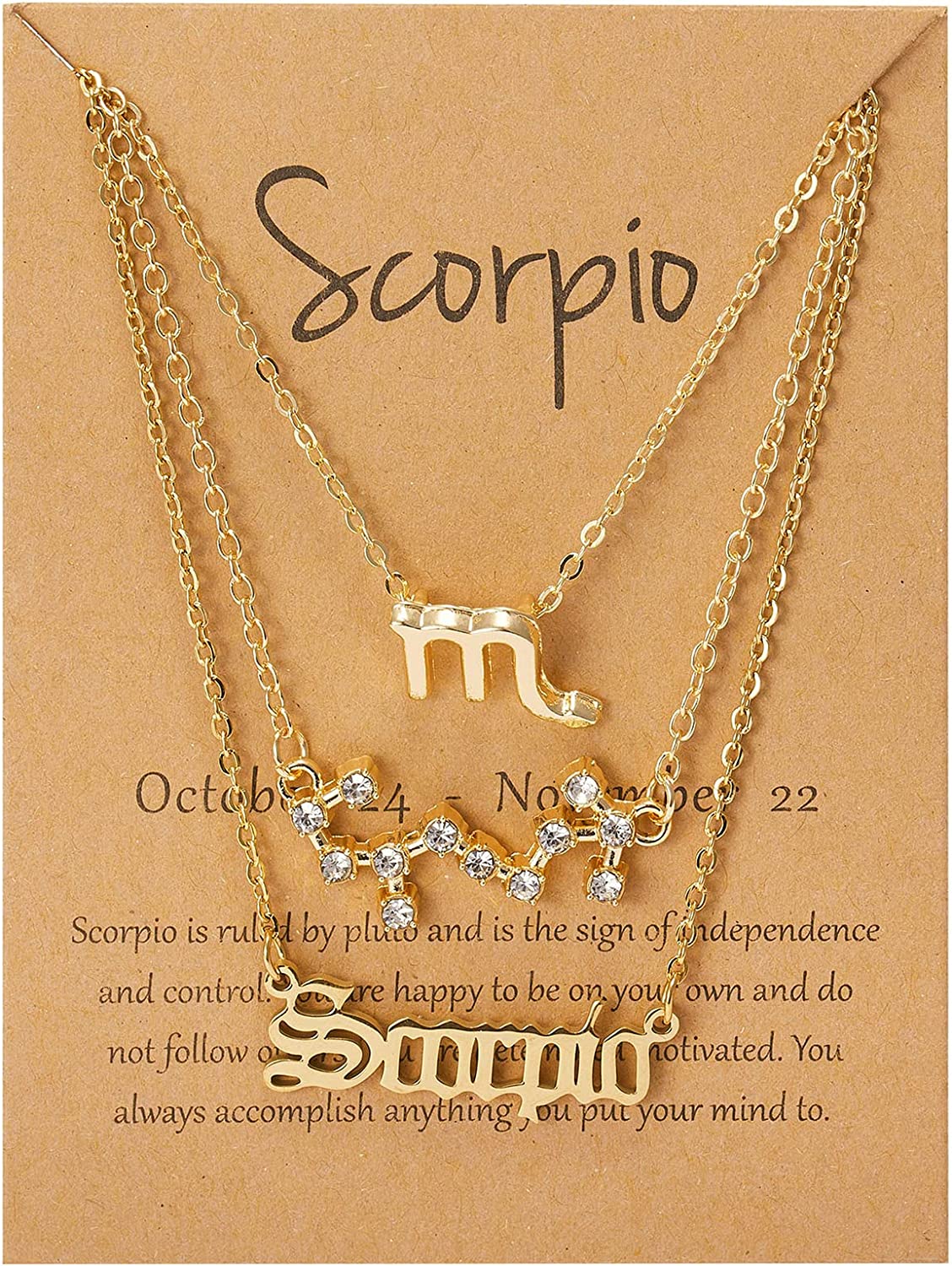 Gold 3 Piece Zodiac Sign Necklaces